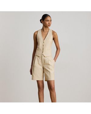 Ralph Lauren Pleated Linen-Cotton Tweed Bermuda Short - Natural