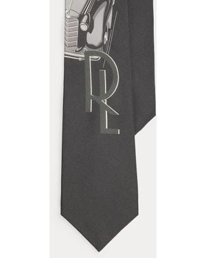 Ralph Lauren Ralph Lauren Automobile-Print Cashmere-Silk Tie - Grey