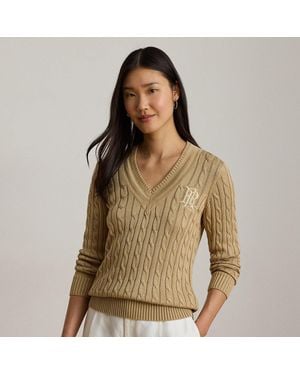 Ralph Lauren Cable-Knit Cricket Jumper - Brown