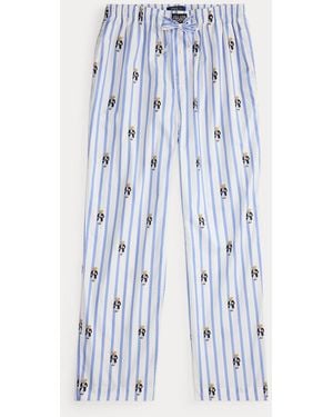 Polo Ralph Lauren Polo Bear Striped Cotton Pyjama Trouser - Blue