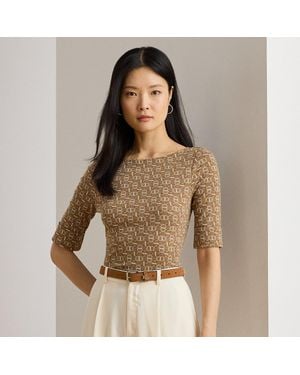 Ralph Lauren Ralph Lauren Geo-Print Stretch Cotton Boatneck Tee - Brown