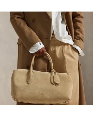 Ralph Lauren Bellport Suede Satchel - Natural