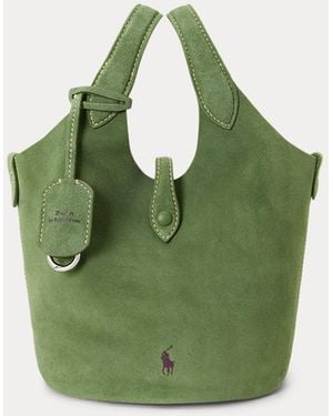 Polo Ralph Lauren Tote Polo Play piccola in camoscio - Verde