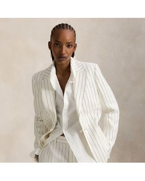 Polo Ralph Lauren Single-Breasted Striped Hemp Blazer - White