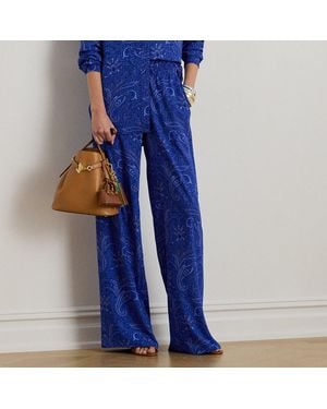 Ralph Lauren Paisley Crepe Wide-Leg Trouser - Blue