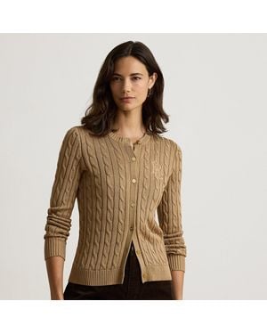Ralph Lauren Cable-Knit Cotton-Blend Cardigan - Brown