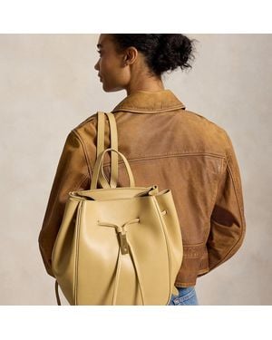 Polo Ralph Lauren Polo Id Leather Drawstring Backpack - Natural