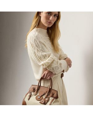 Ralph Lauren Soft Ricky 27 Calfskin-Trim Woven Bag - Natural
