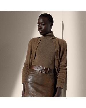 Ralph Lauren Brushed Cashmere-Silk Cocoon Cardigan - Brown