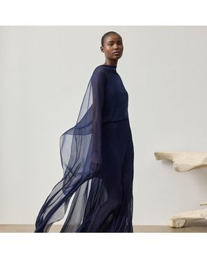 Ralph Lauren Dylon Washed Chiffon Evening Dress - Blue