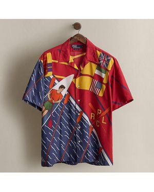 Ralph Lauren C. 1990 Print Camp Shirt - Red