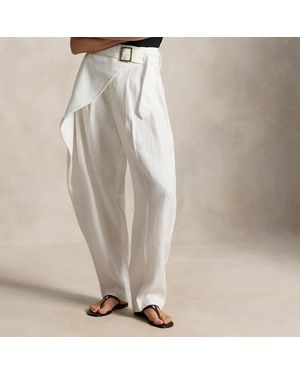 Polo Ralph Lauren Linen Tapered Wrap Trousers - Natural
