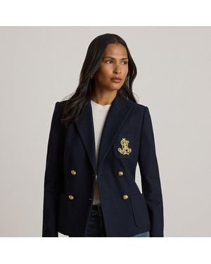 Ralph Lauren Double-Breasted Stretch Piqué Blazer - Blue