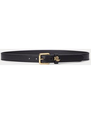 Ralph Lauren Logo-Keeper Skinny Leather Belt - Blue