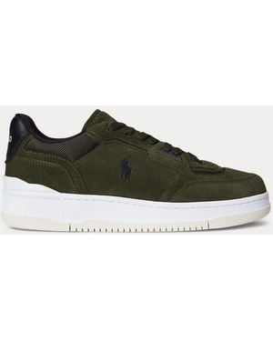 Ralph Lauren Open Masters Suede-Panelled Trainer - Green