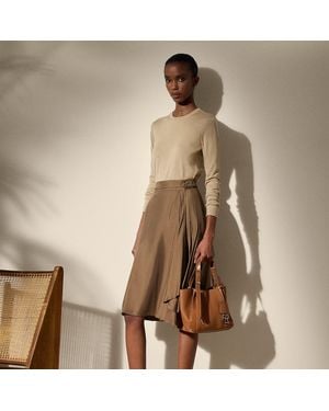 Ralph Lauren Vivianne Pleated Silk Shantung Skirt - Natural