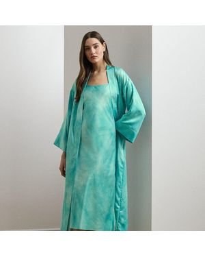 Ralph Lauren Camicia da notte in raso stampa délavé - Verde