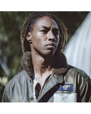 RRL Shearling-Collar Leather Jacket - Green