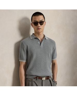 Ralph Lauren Waffle-Knit Cotton Polo Jumper - Grey