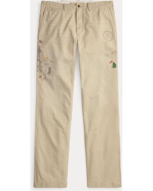 Ralph Lauren Bedford Straight Fit Broek Met Graphics - Naturel