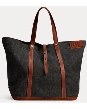 RRL Leather-Trim Denim Tote - Black
