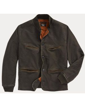 RRL Leather-trim Cotton Bomber Jacket - Black