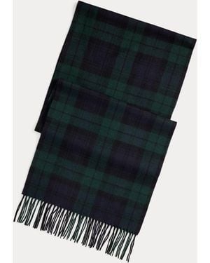 Ralph Lauren Karierter Fransenschal Aus Kaschmir - Blau