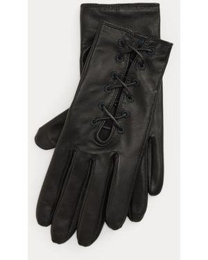 Polo Ralph Lauren Guantes De Piel De Oveja Con Lazada - Negro