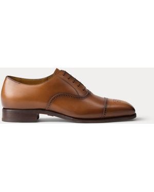 Ralph Lauren Denver Burnished Calfskin Cap-Toe Shoe - Brown