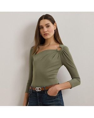 Ralph Lauren Stretch Jersey Asymmetrical Top - Green