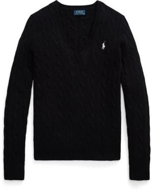 Polo Ralph Lauren Maglia a trecce con scollo a V - Nero