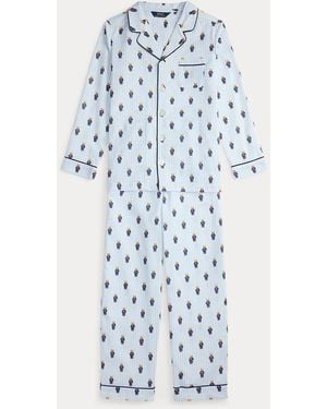 Polo Ralph Lauren Ralph Lauren Boy's Polo Bear Striped Twill Sleep Set - Blue