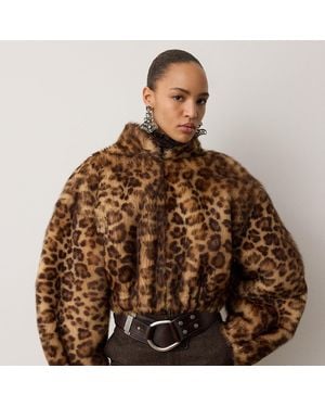 Ralph Lauren Balvin Leopard-Print Lamb-Shearling Coat - Brown