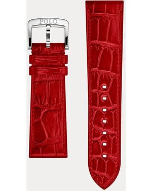 Polo Ralph Lauren Bracelet De Montre En Alligator - Rouge