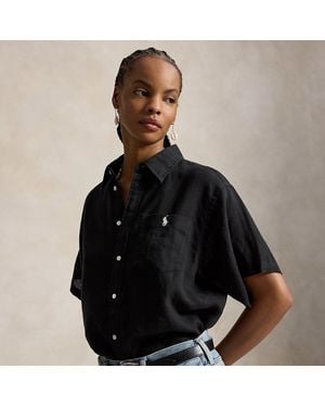 Polo Ralph Lauren Oversize Fit Linen Short-Sleeve Shirt - Black