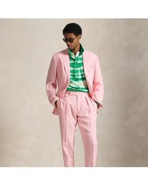 Ralph Lauren Pleated Linen Suit Trouser - Red