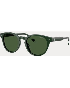 Polo Ralph Lauren Rugby-Stripe Round Sunglasses - Green