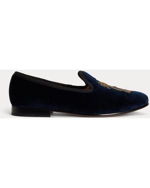Polo Ralph Lauren Paxton Crest Velvet Slipper - Black