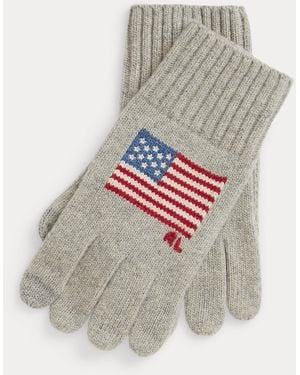 Polo Ralph Lauren Flag-Intarsia Wool-Blend Touch Gloves - Gray
