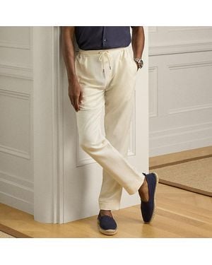 Ralph Lauren Hand-Tailored Silk-Linen Trouser - Natural