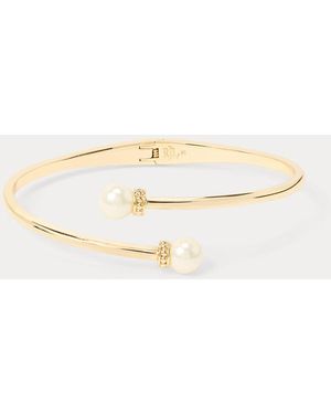 Ralph Lauren Plated Faux-Pearl Hinge Bangle - Natural