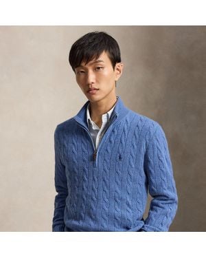 Polo Ralph Lauren Cable-Knit Quarter-Zip Sweater - Blue