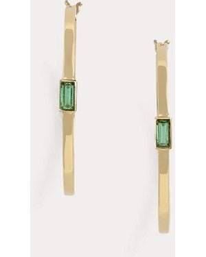 Ralph Lauren Plated Baguette-Stone Hoop Earrings - Metallic