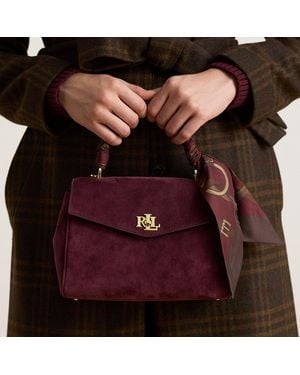 Ralph Lauren Scarf-Trim Small Farrah Soft Satchel - Brown