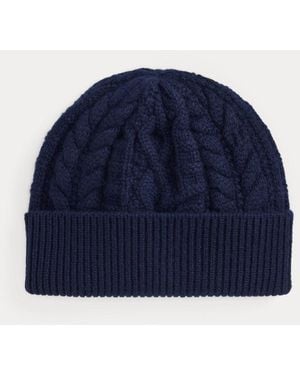 Ralph Lauren Kaschmir-Strickmütze Mit Zopfmuster - Blau