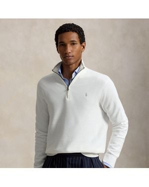 Polo Ralph Lauren Mesh-Knit Cotton Quarter-Zip Sweater - Gray