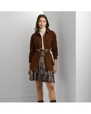 Ralph Lauren Paisley Satin Charmeuse Miniskirt - Brown