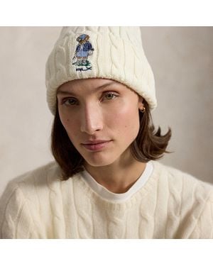 Ralph Lauren Golf Polo Bear Cable-Knit Beanie - Natural