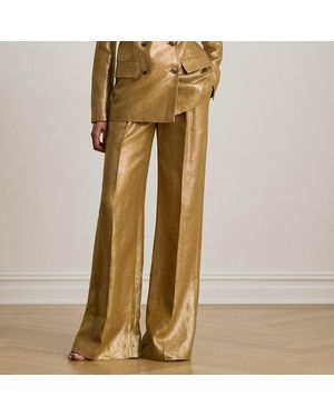 Ralph Lauren Foiled Linen Wide-Leg Trouser - Natural