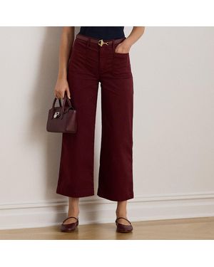 Ralph Lauren Stretch Chino Wide-Leg Cropped Trouser - Red